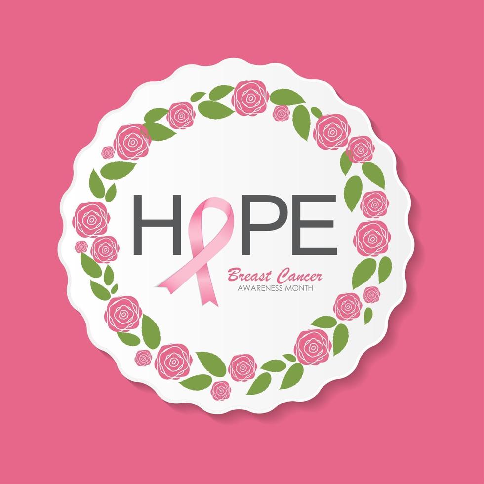 Ilustración de vector de cinta rosa de conciencia de cáncer de mama