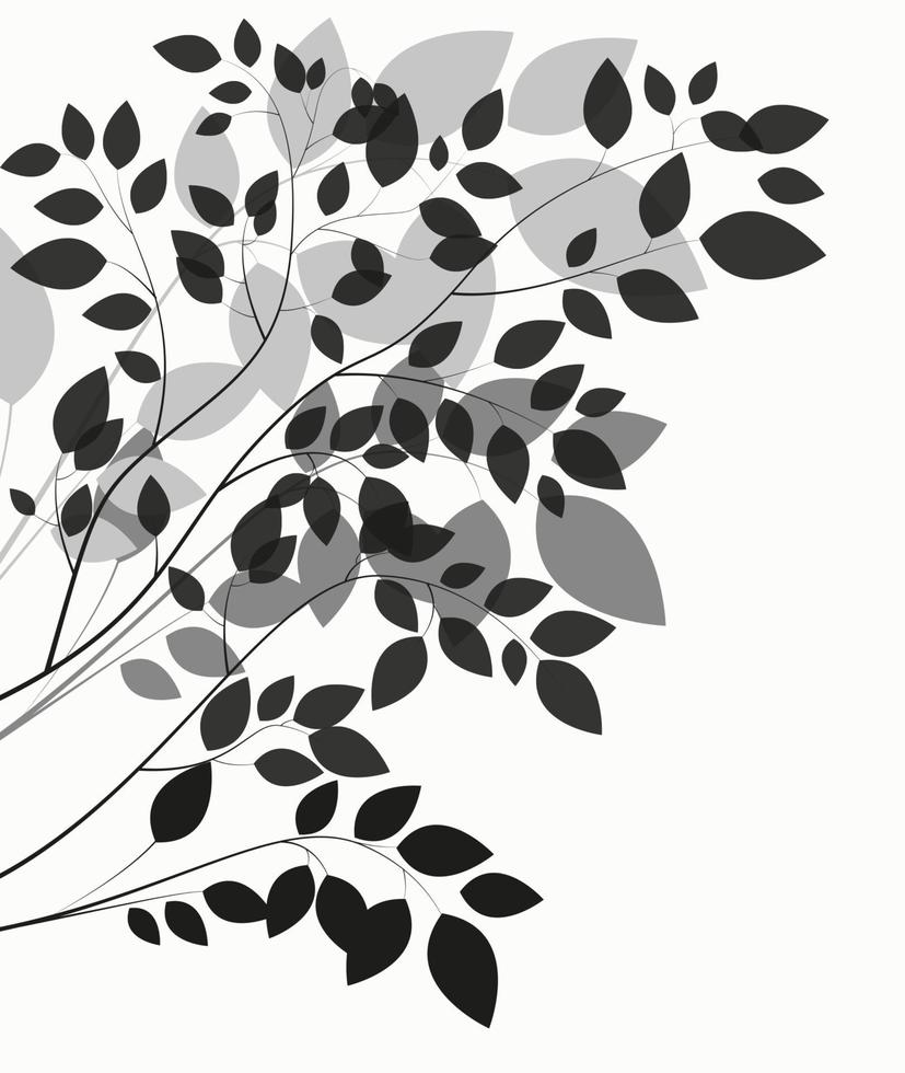hermosa silueta de árbol en una ilustración de vector de fondo blanco
