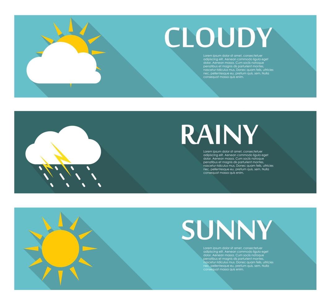 Weather Banners with Sun and Moon in Flat Style vector