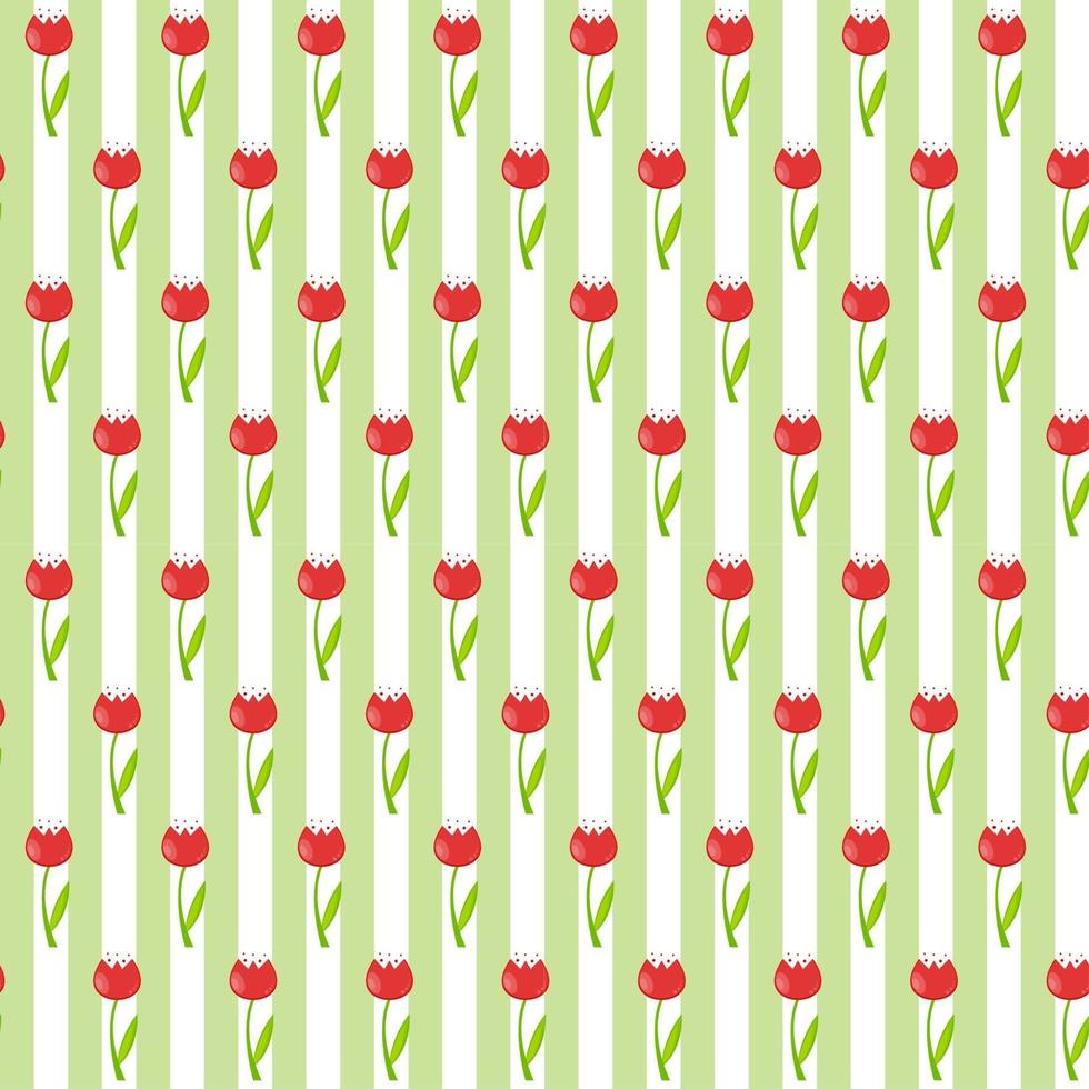 Floral Seamless Pattern Background with Tulips Vector Illustrati