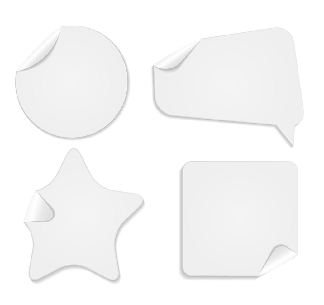 Realistic White Paper Stickers Isolated on Background Vect vector