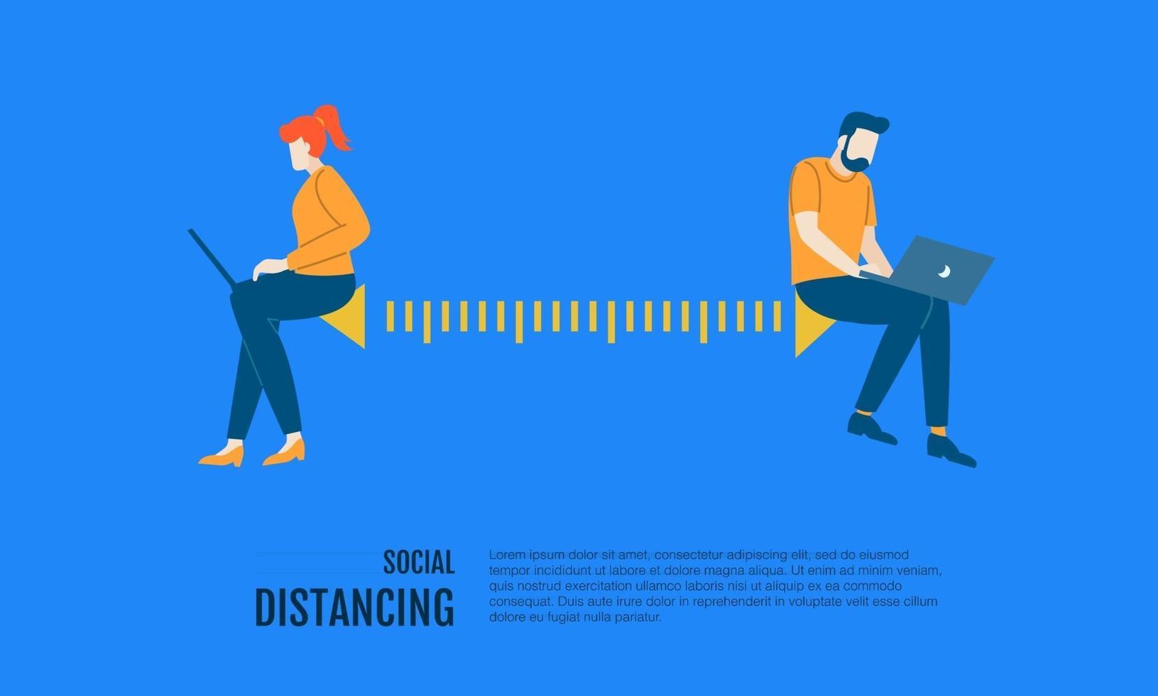 people social distancing avoid corona virus vector flat