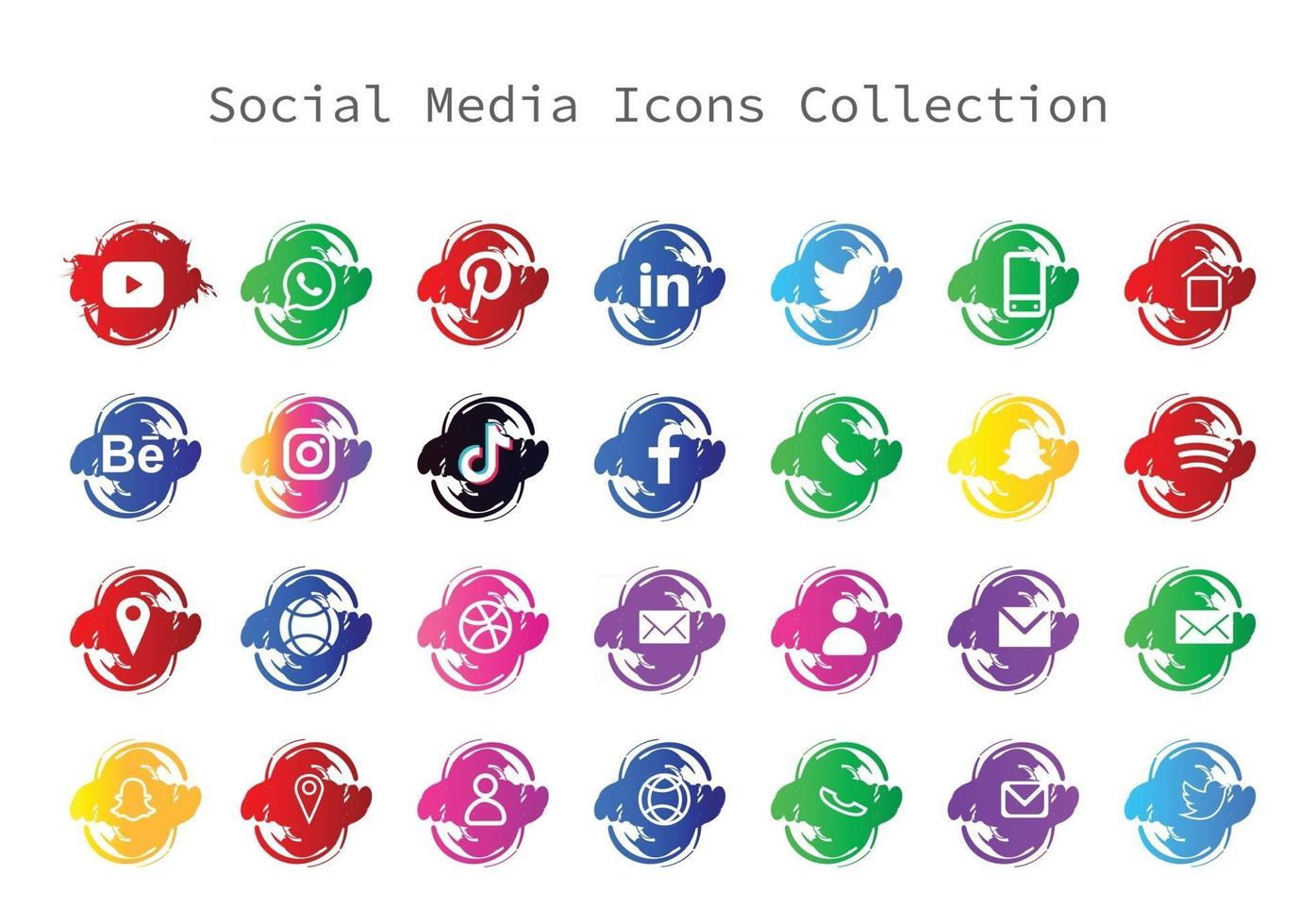 iconos de redes sociales tipo de pincel vector