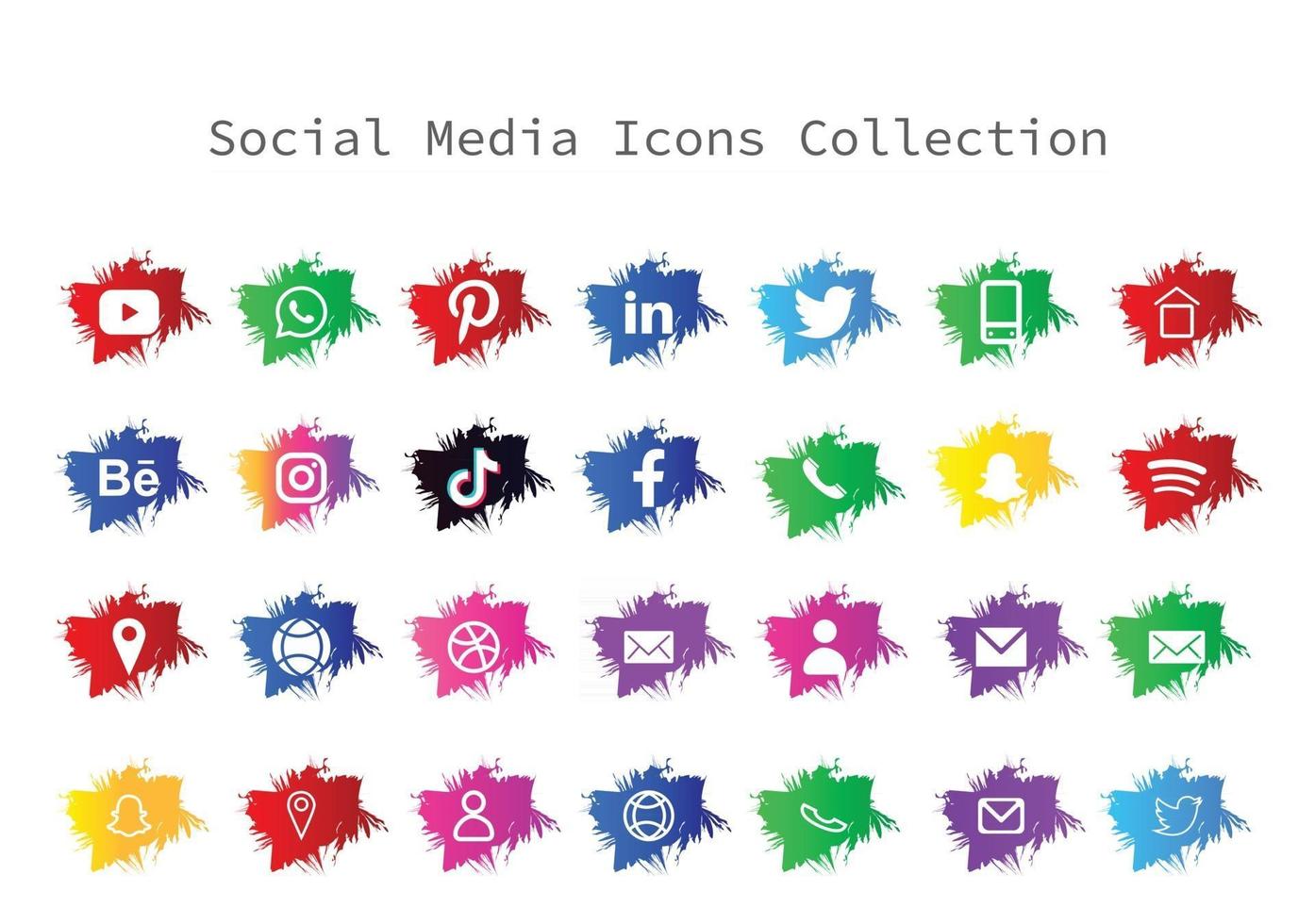 Social media icons brush type vector