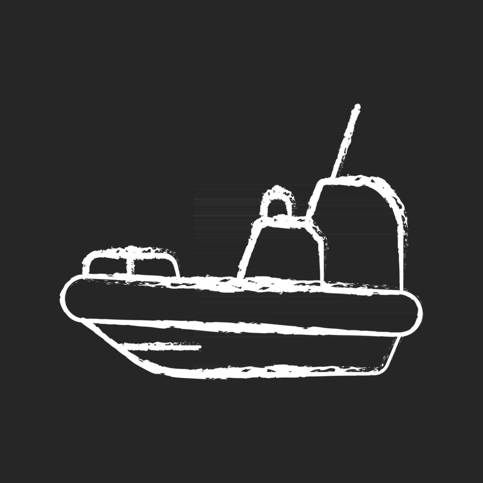Rescue boat chalk white icon on dark background vector