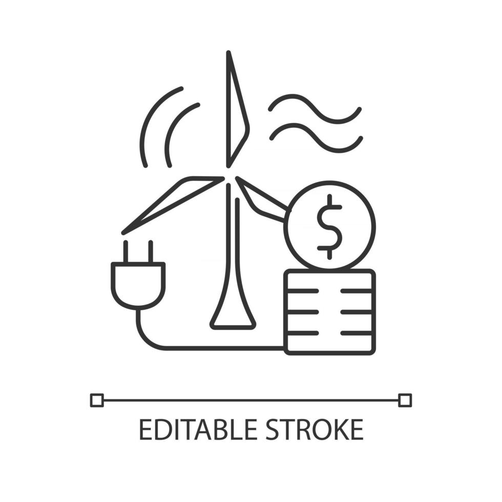 Wind energy price linear icon vector