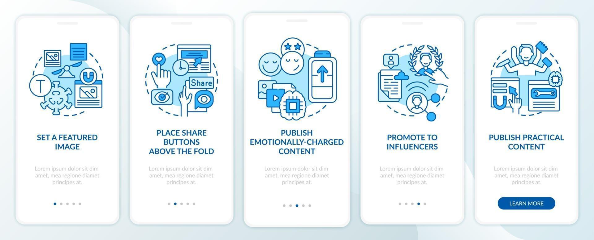 Create magnetic content tips onboarding mobile app page screen vector