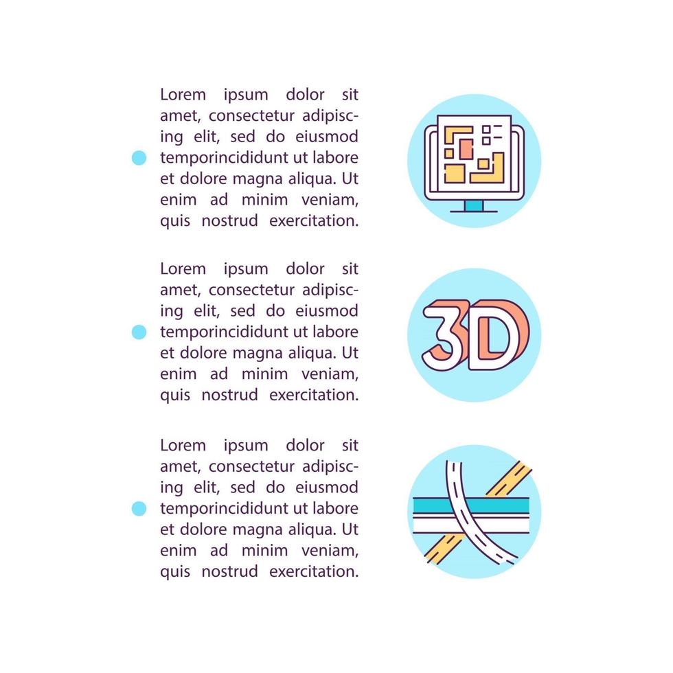 Urban environment modeling concept line icons with text vector