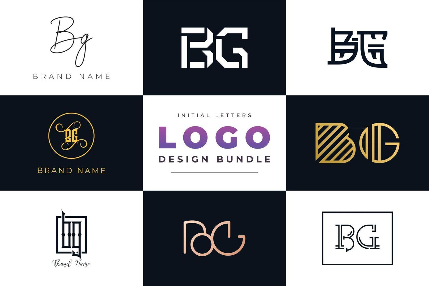 Set of collection Initial Letters BG Logo Design. vector