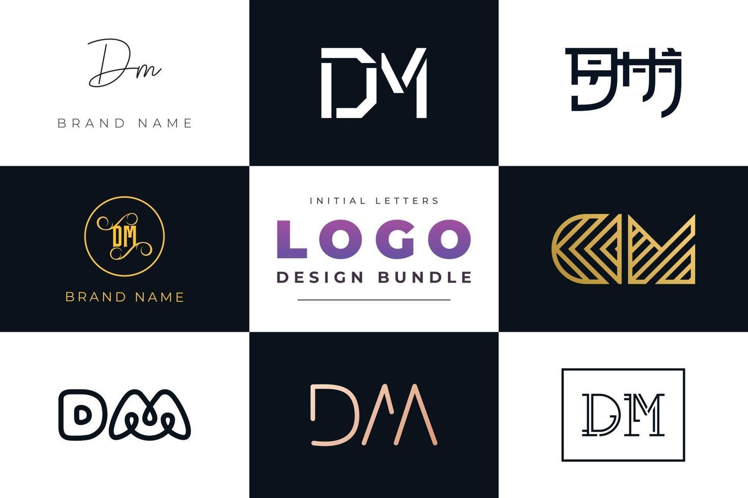 conjunto de letras iniciales de colección diseño de logotipo dm. vector