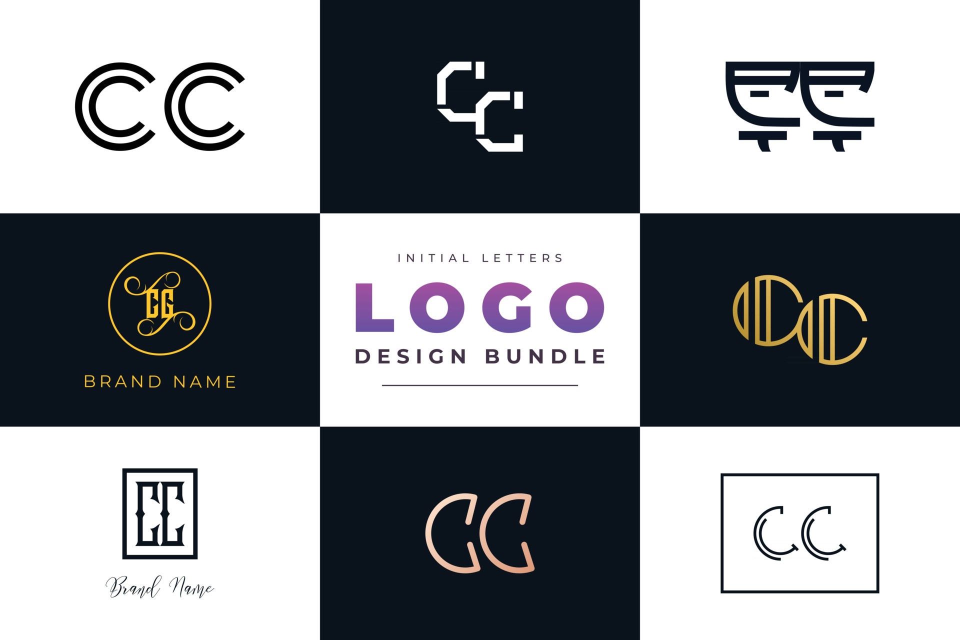 Set of collection Initial Letters CC Logo Design. 2964853 Vector Art at