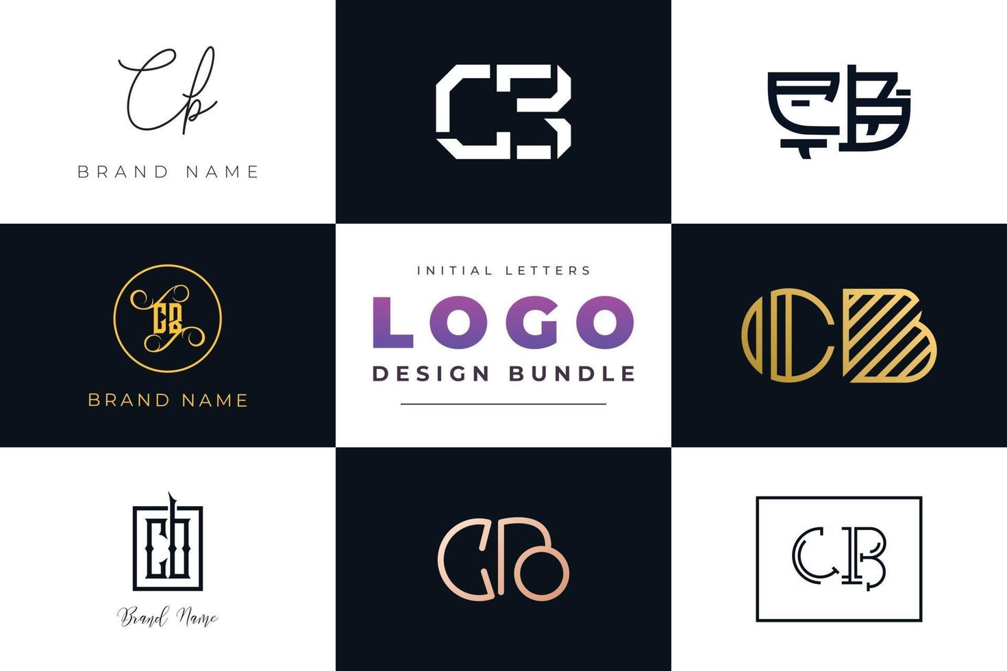 Set of collection Initial Letters CB Logo Design. vector