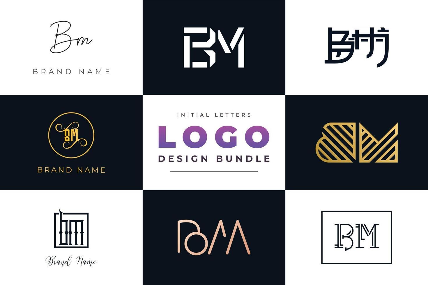 conjunto de letras iniciales de colección diseño de logotipo bm. vector