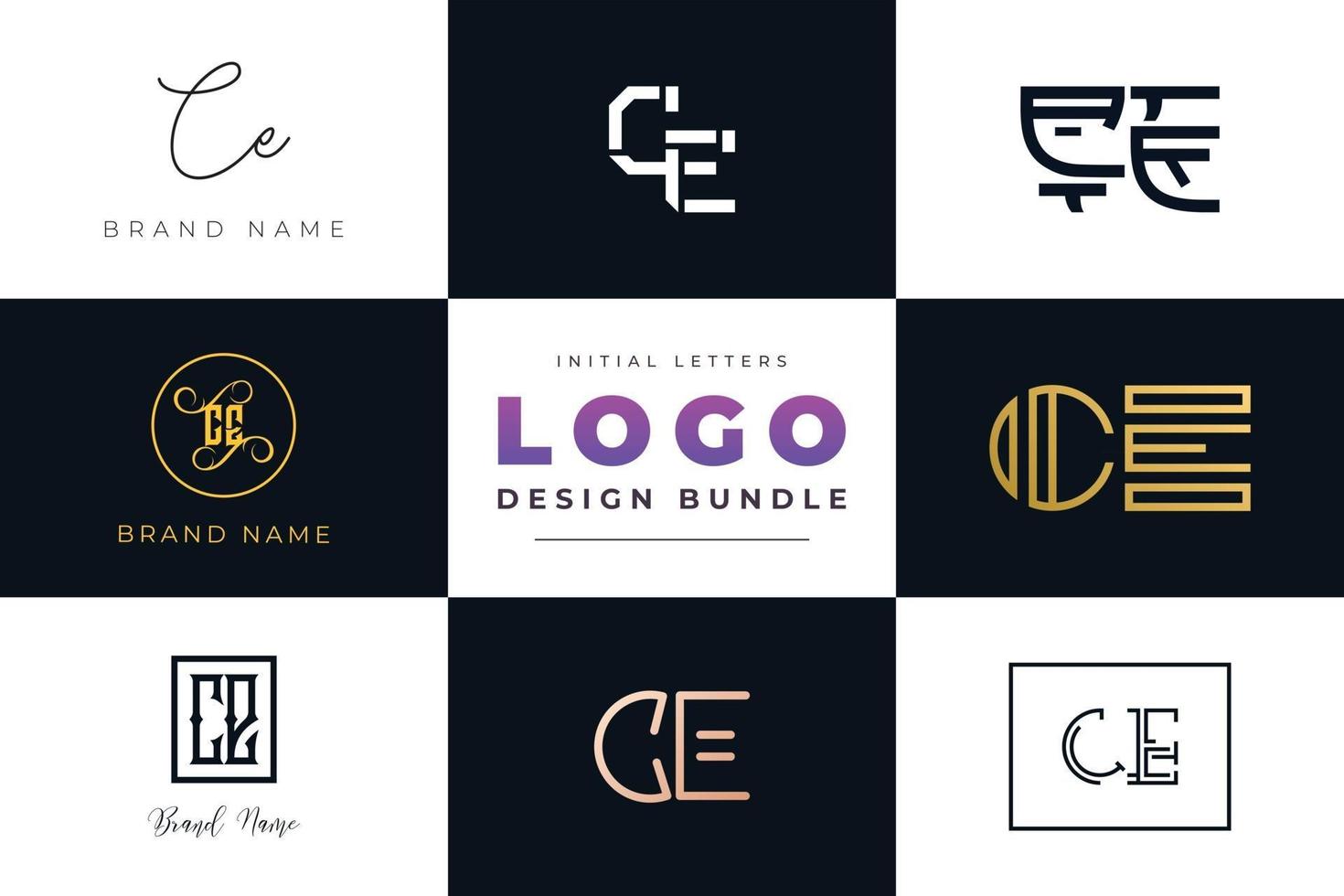 Set of collection Initial Letters CE Logo Design. vector