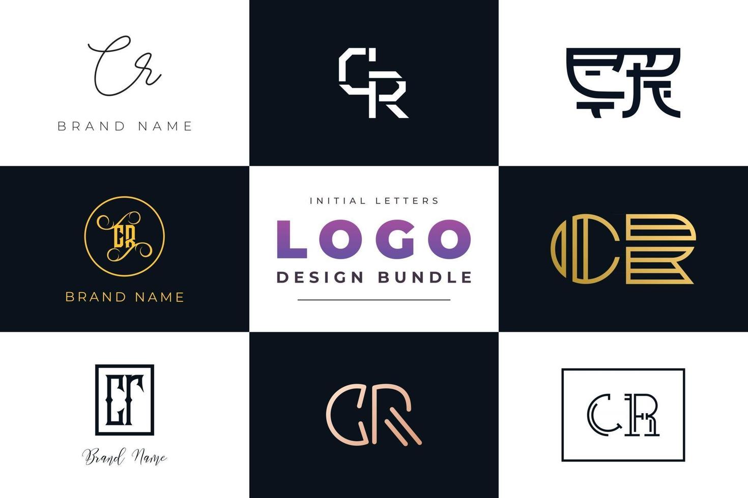 conjunto de diseño de logotipo de letras iniciales de colección cr. vector