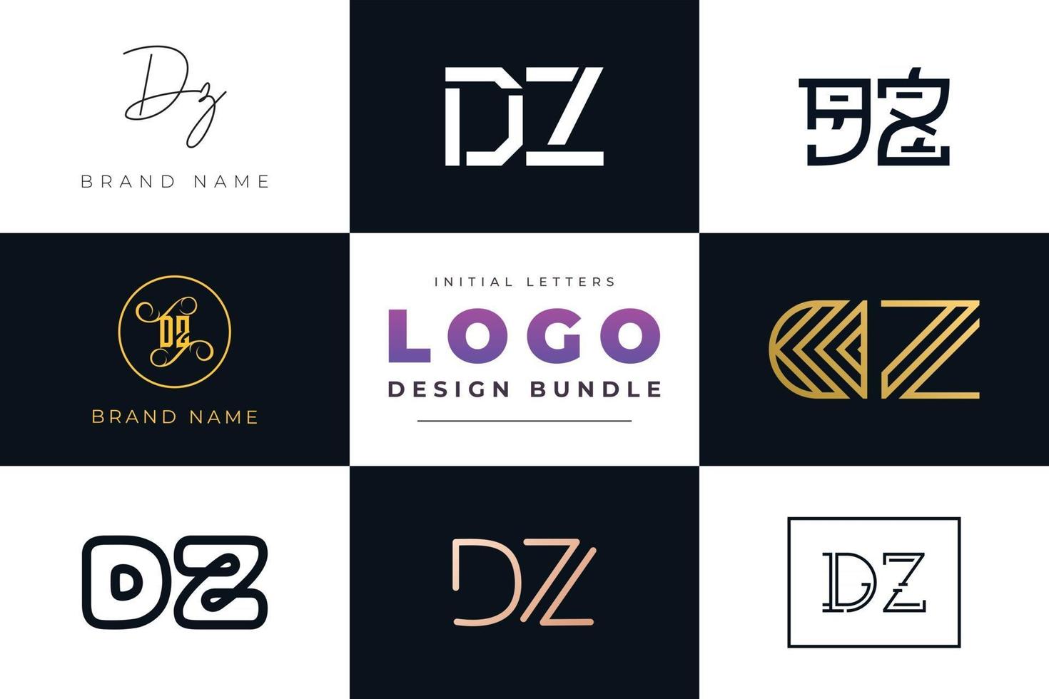 Set of collection Initial Letters DZ Logo Design. vector