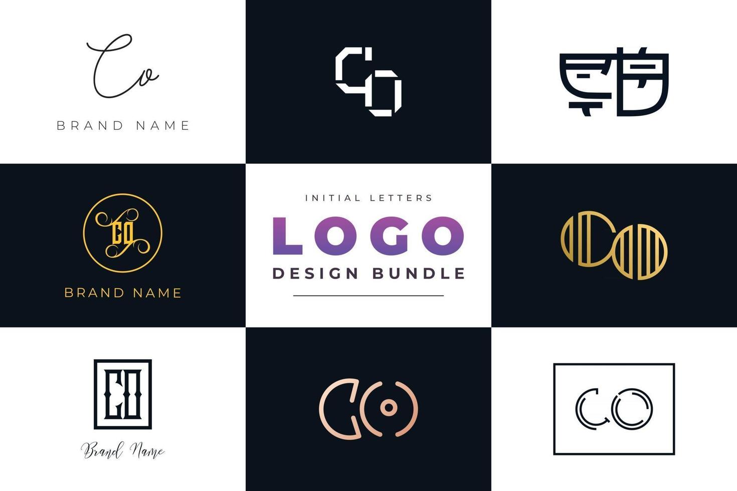 Set of collection Initial Letters CO Logo Design. vector