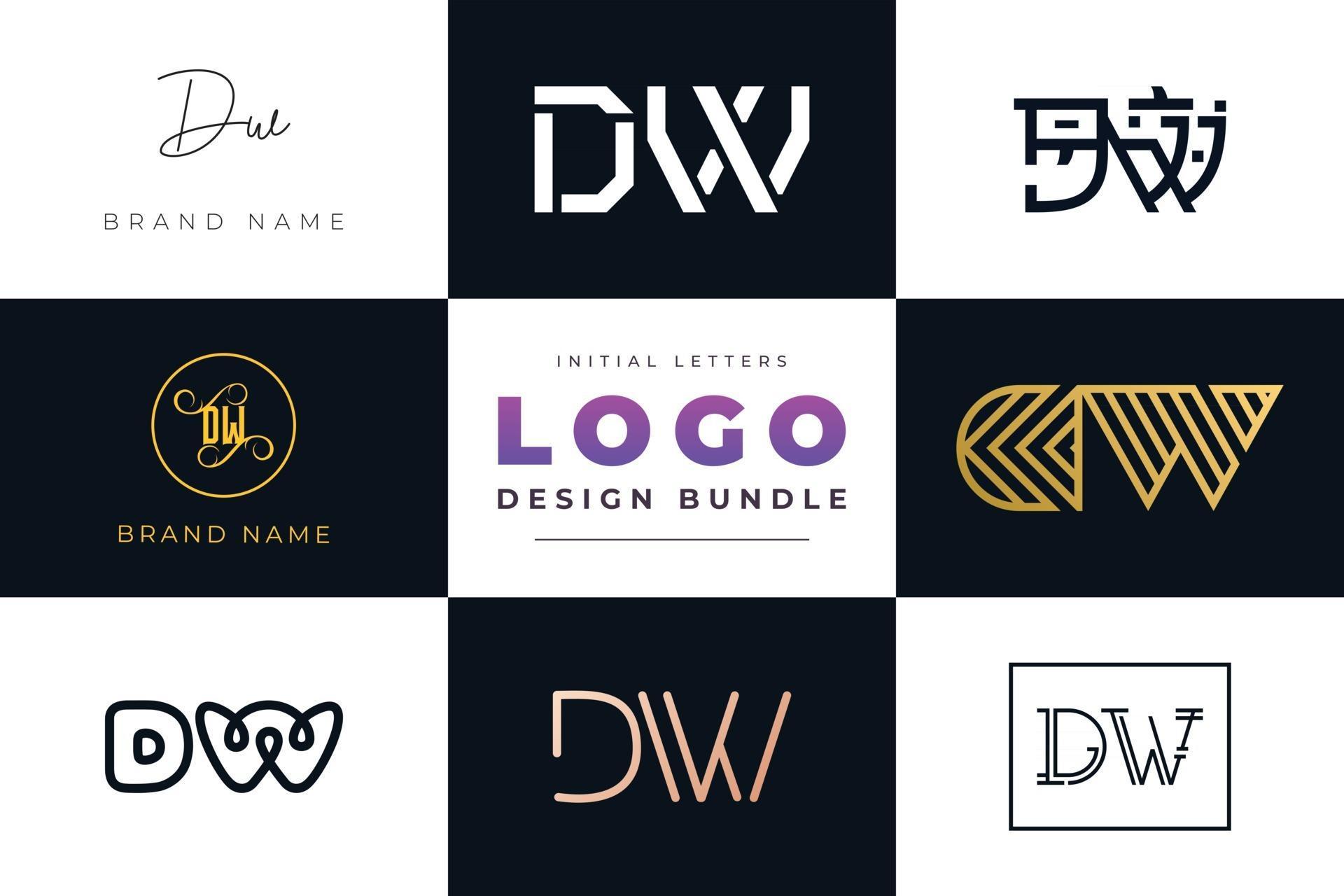 Set of collection Initial Letters DW Logo Design. 2964915 Vector Art at