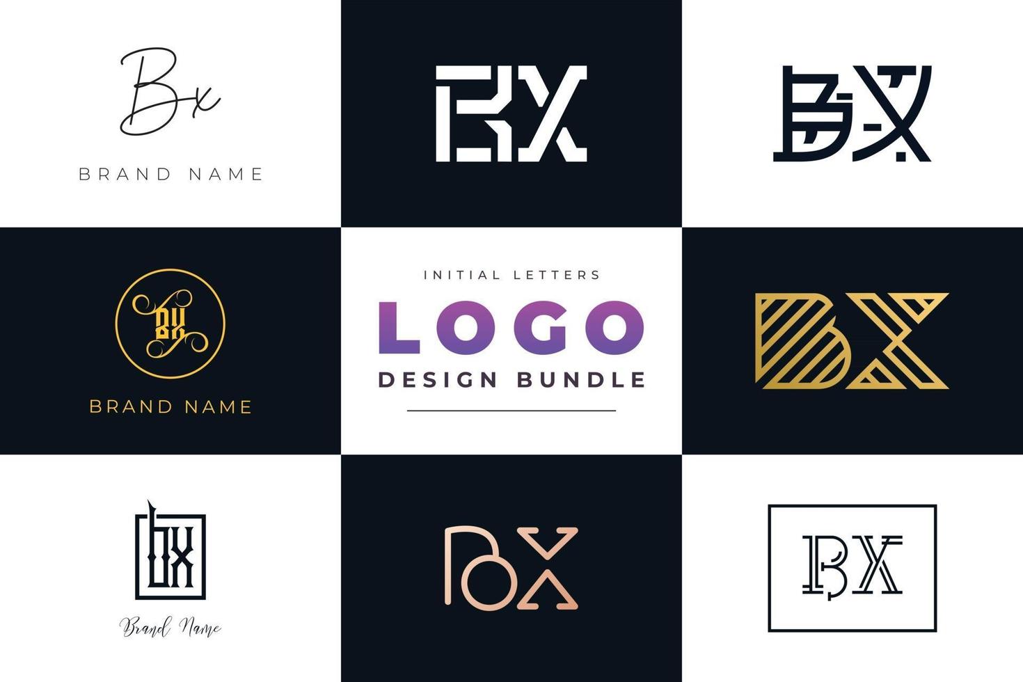 Set of collection Initial Letters BX Logo Design. vector