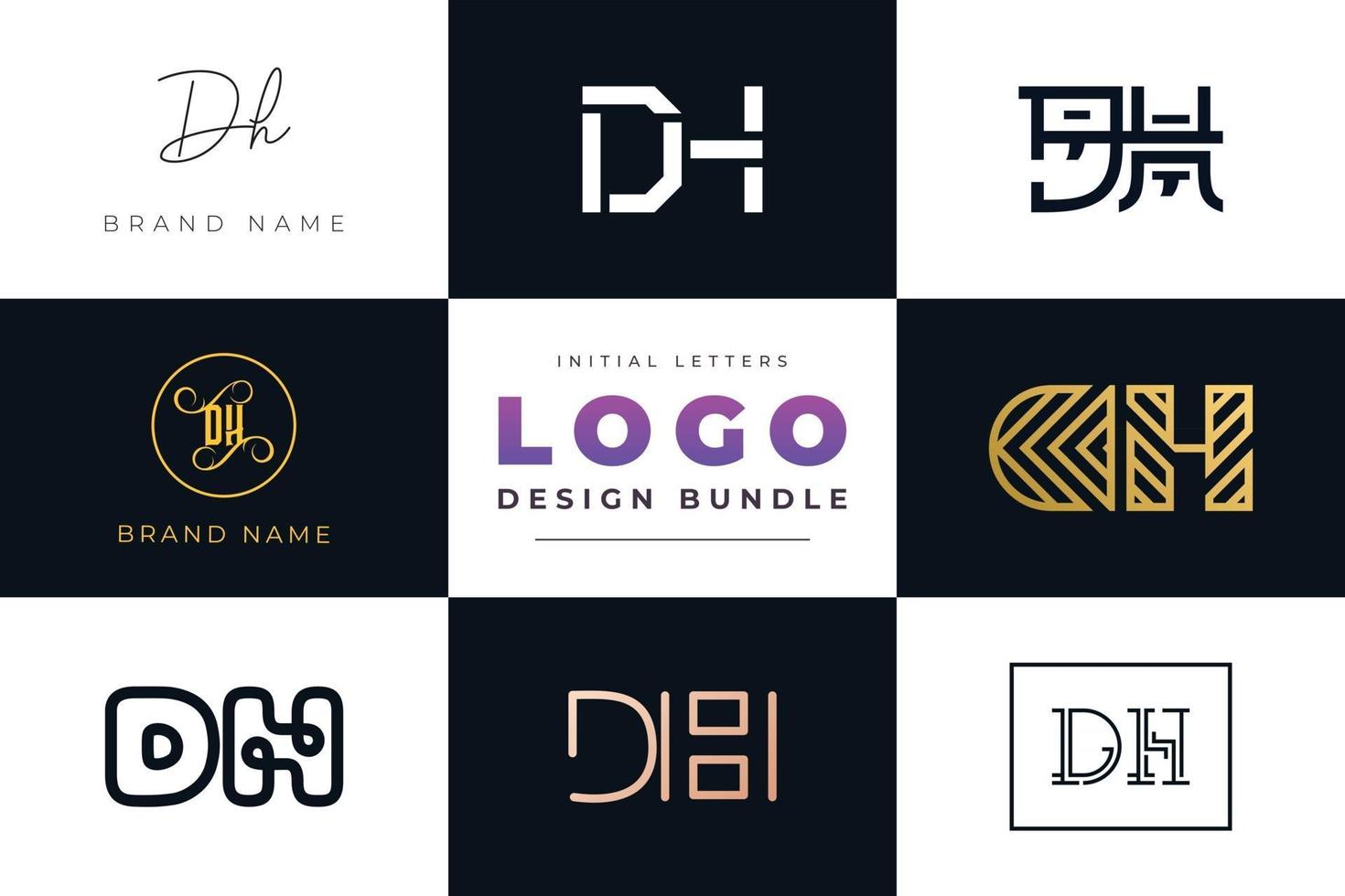 Set of collection Initial Letters DH Logo Design. vector