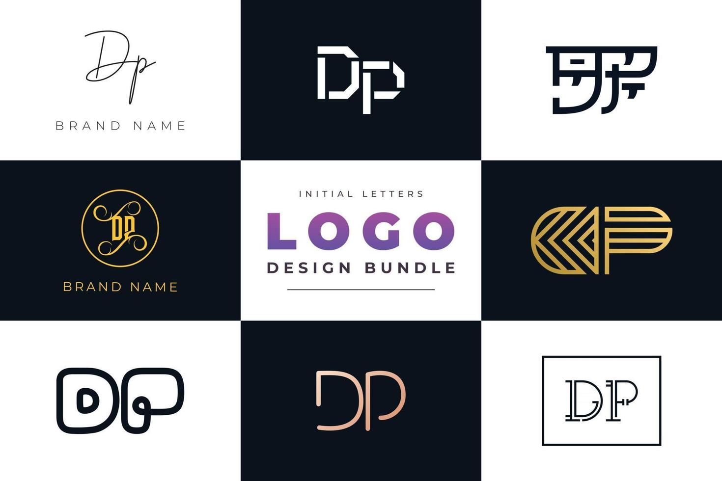 Set of collection Initial Letters DP Logo Design. vector