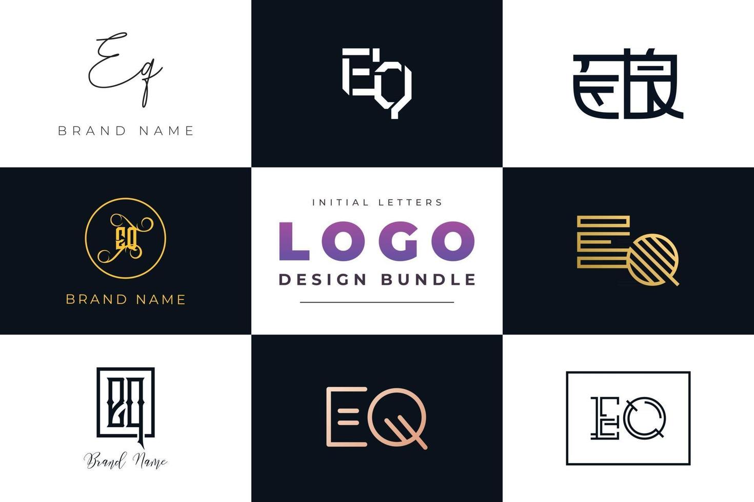 Set of collection Initial Letters EQ Logo Design. vector