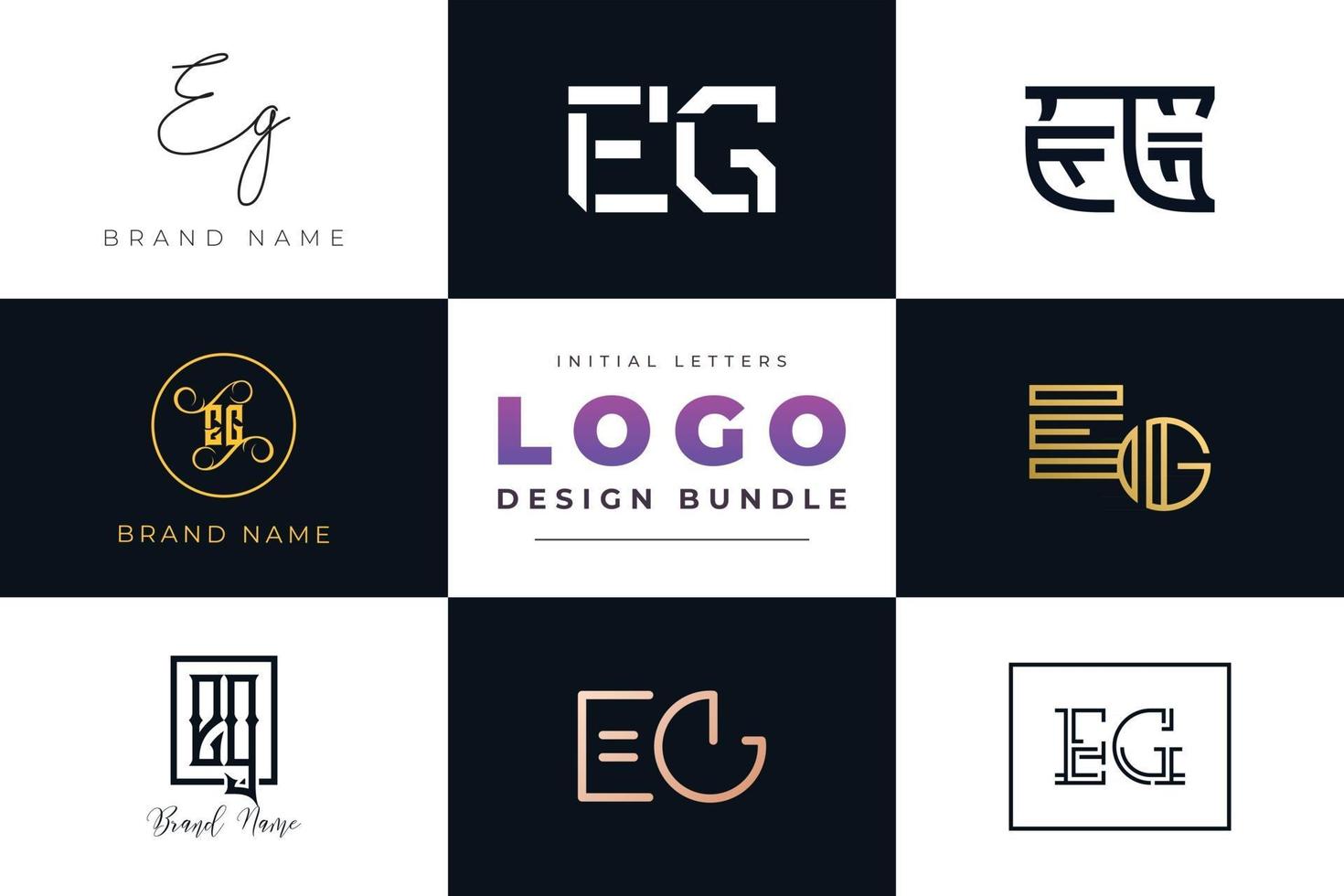 Set of collection Initial Letters EG Logo Design. vector