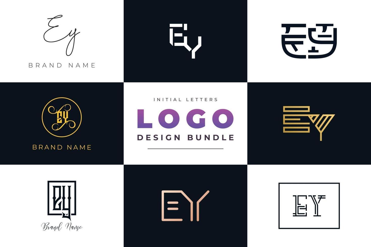 Set of collection Initial Letters EY Logo Design. vector