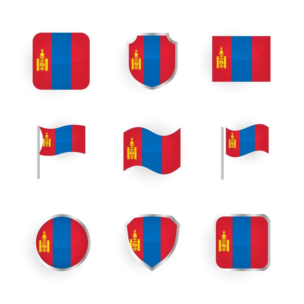 conjunto de iconos de bandera de mongolia vector