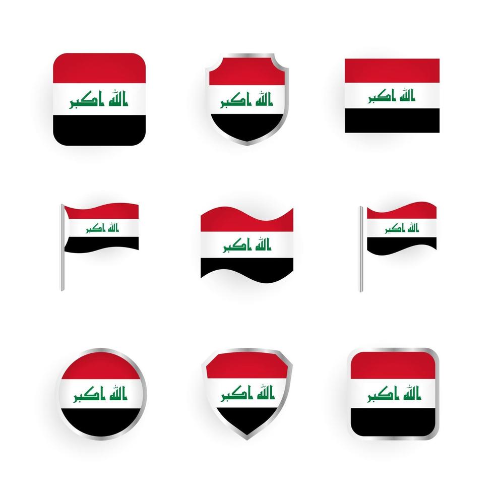 conjunto de iconos de bandera de irak vector