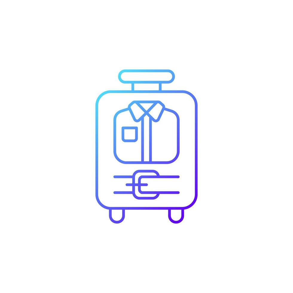 Open suitcase with clothing gradient linear vector icon