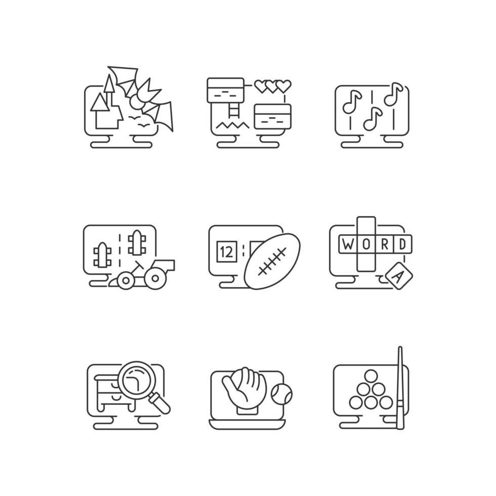 Online simulators linear icons set vector