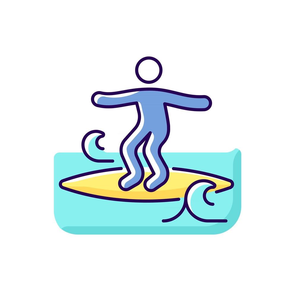 Crumbly waves surfing RGB color icon vector