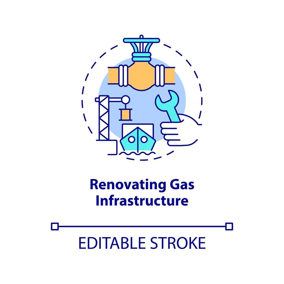 Renovating gas infrastructure concept icon vector