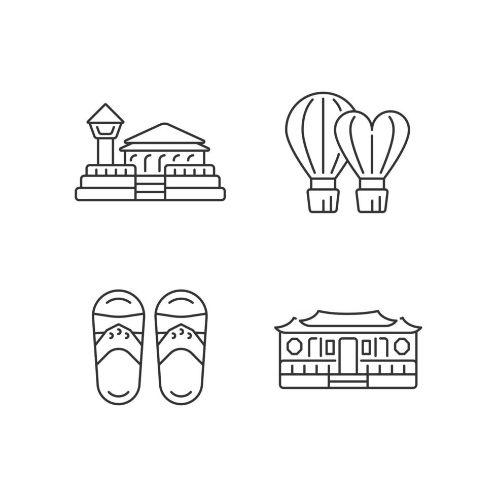 National taiwanese linear icons set vector