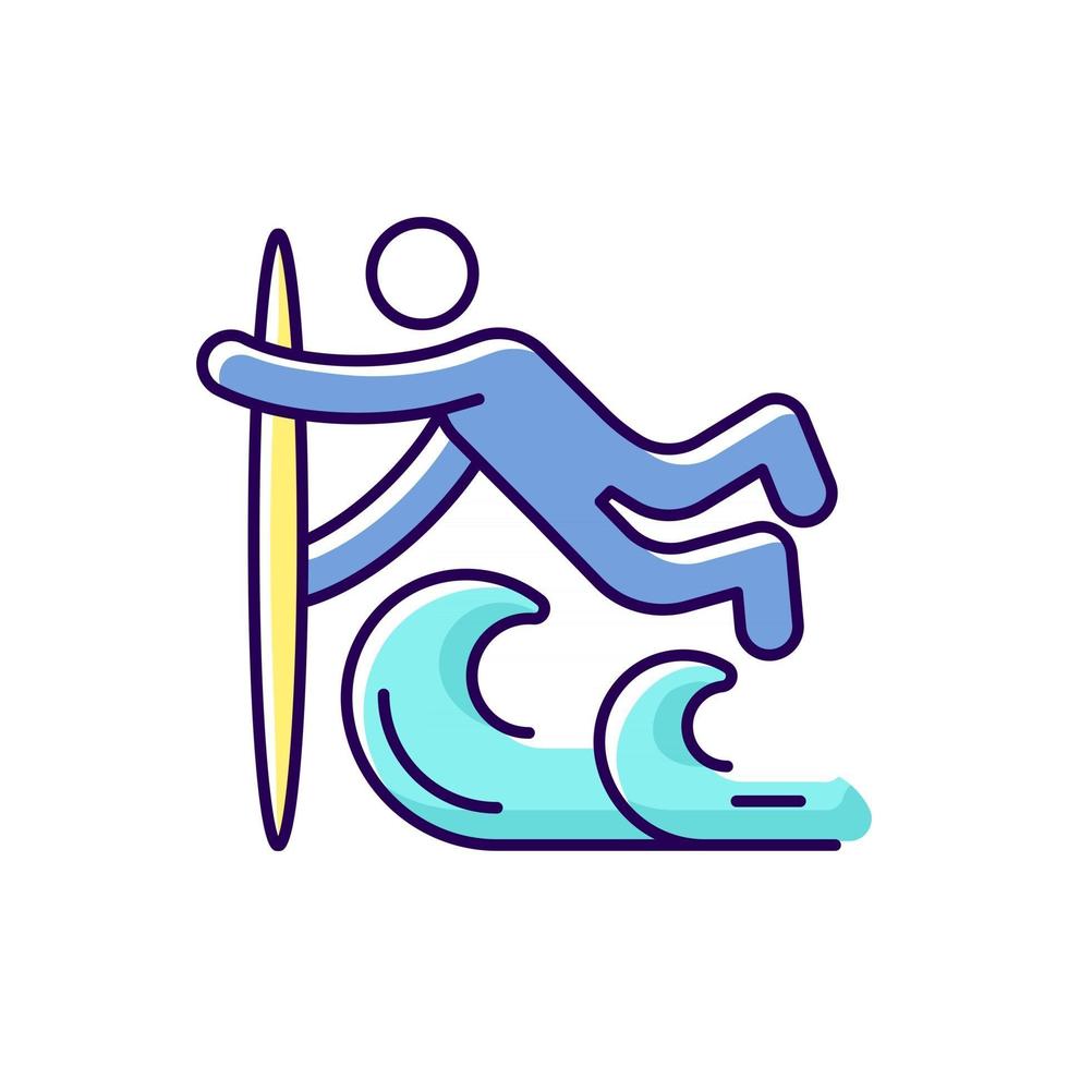 icono de color rgb de la técnica de surf de superman vector