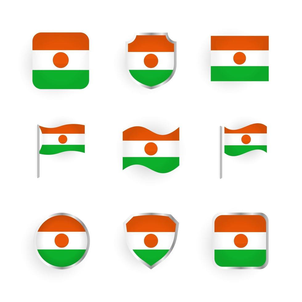 conjunto de iconos de bandera de niger vector