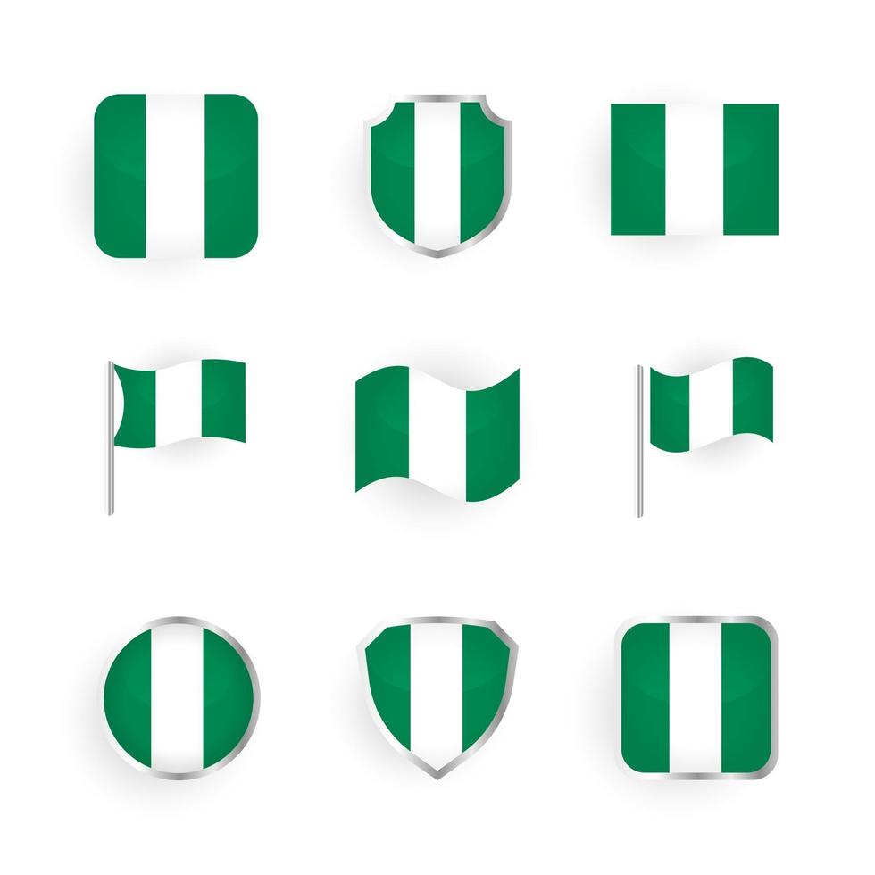 conjunto de iconos de bandera de nigeria vector