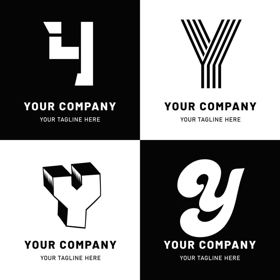 conjunto de logotipo de letra y en blanco y negro vector