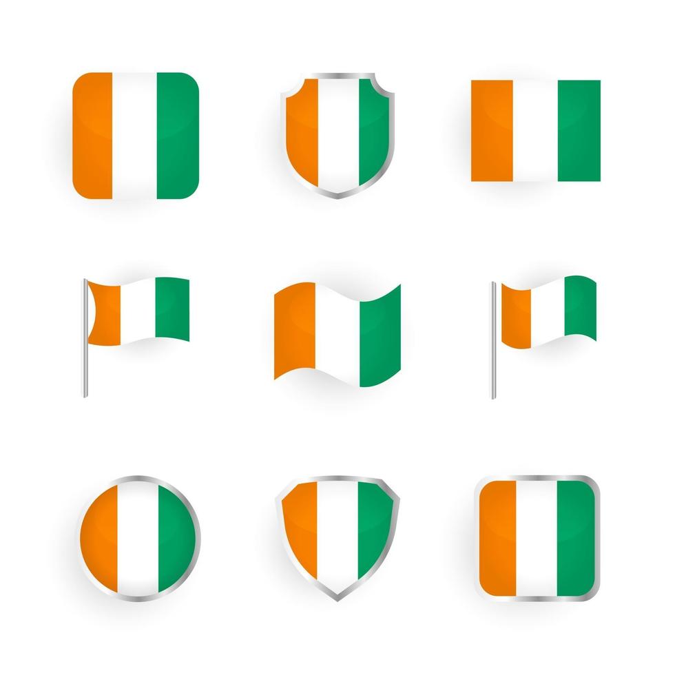 Ivory Coast Flag Icons Set vector