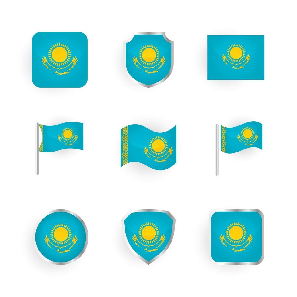 conjunto de iconos de bandera de kazajstán vector