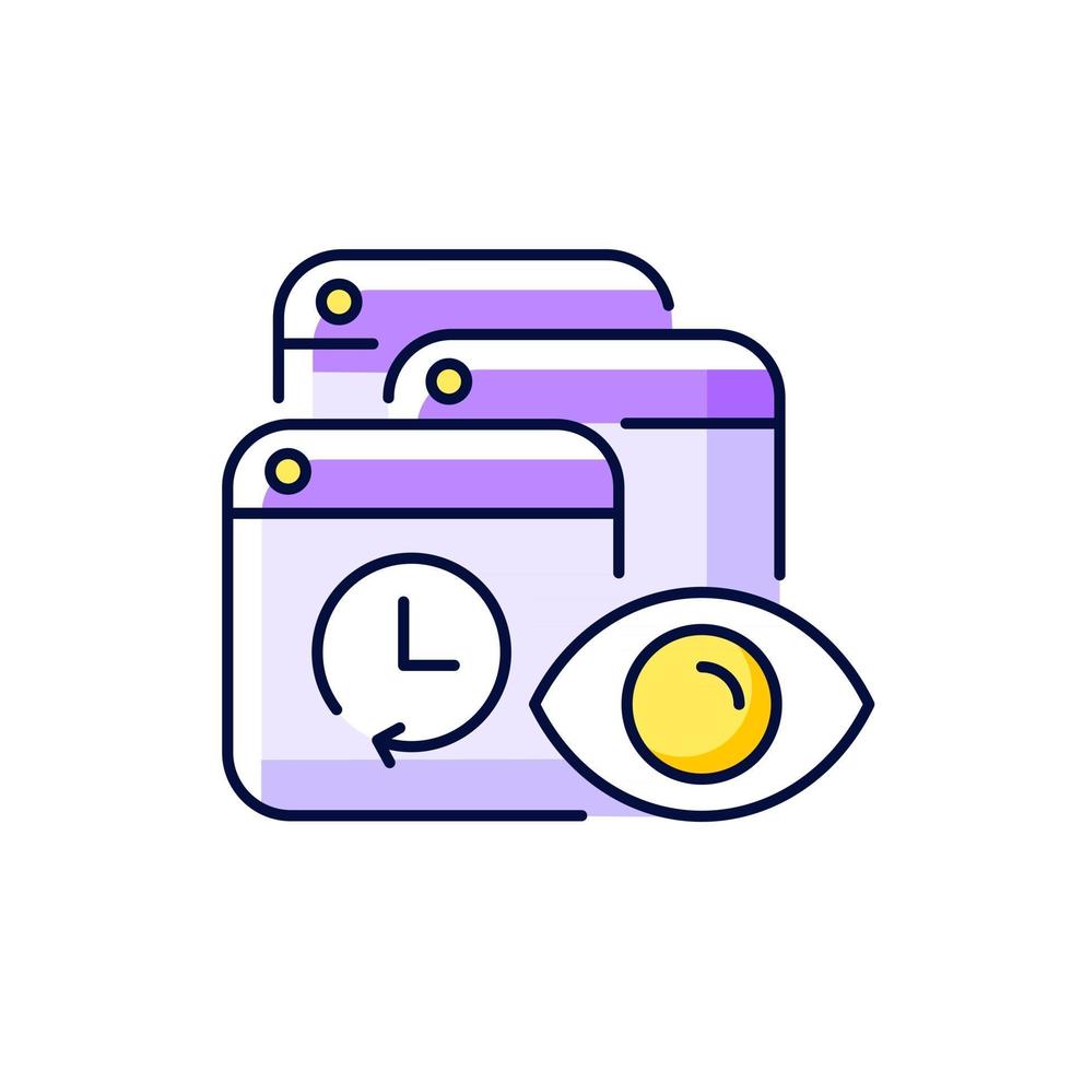 Tracking search history purple RGB color icon vector