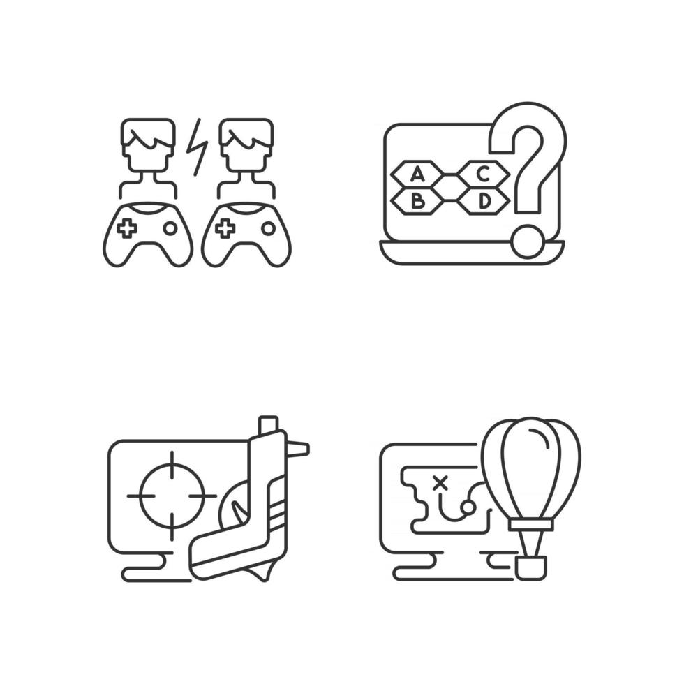 Cooperative games linear icons set vector