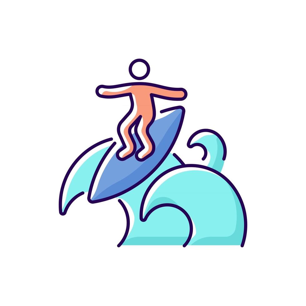 icono de color rgb de técnica de surf flotante vector