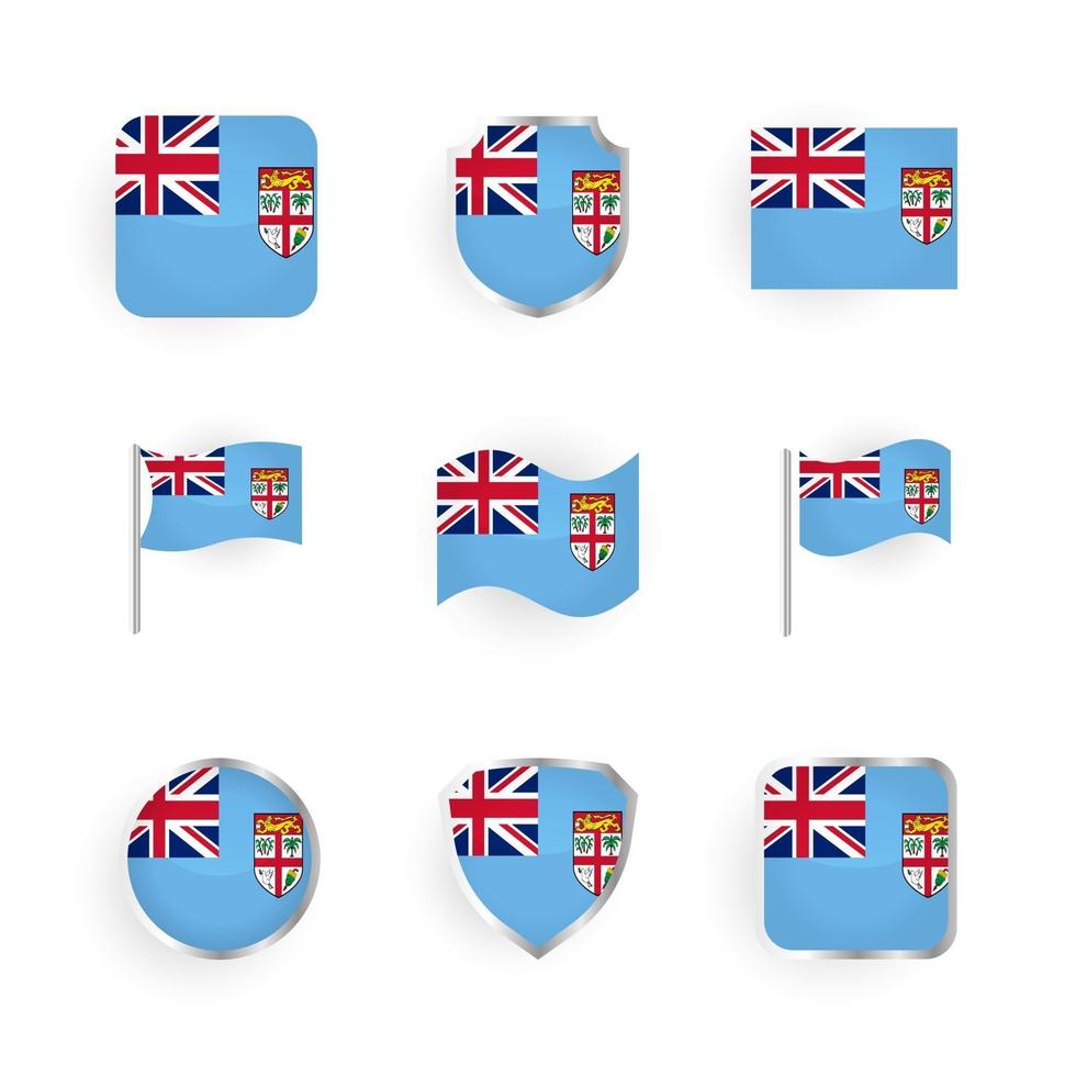 conjunto de iconos de bandera de fiji vector