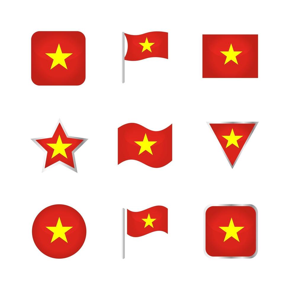 Vietnam Flag Icons Set vector