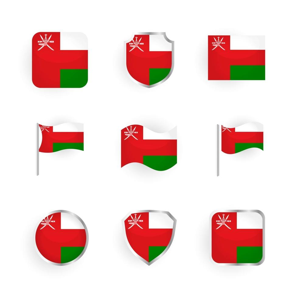 conjunto de iconos de bandera de omán vector