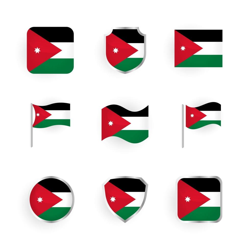 conjunto de iconos de bandera de jordania vector