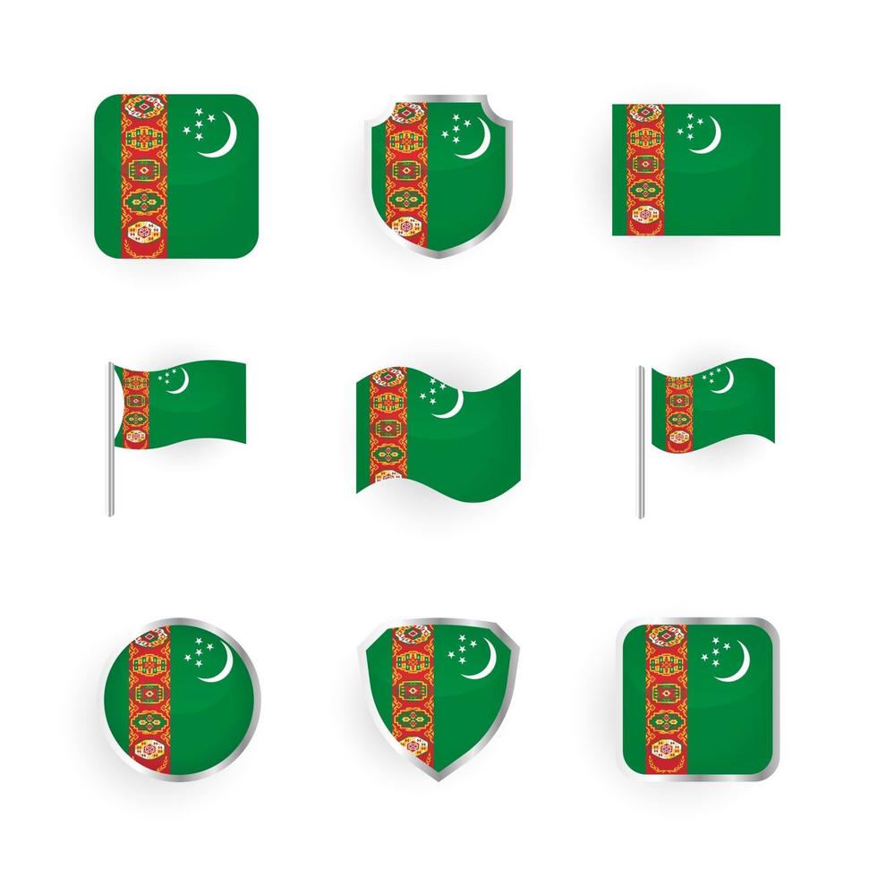 Turkmenistan Flag Icons Set vector