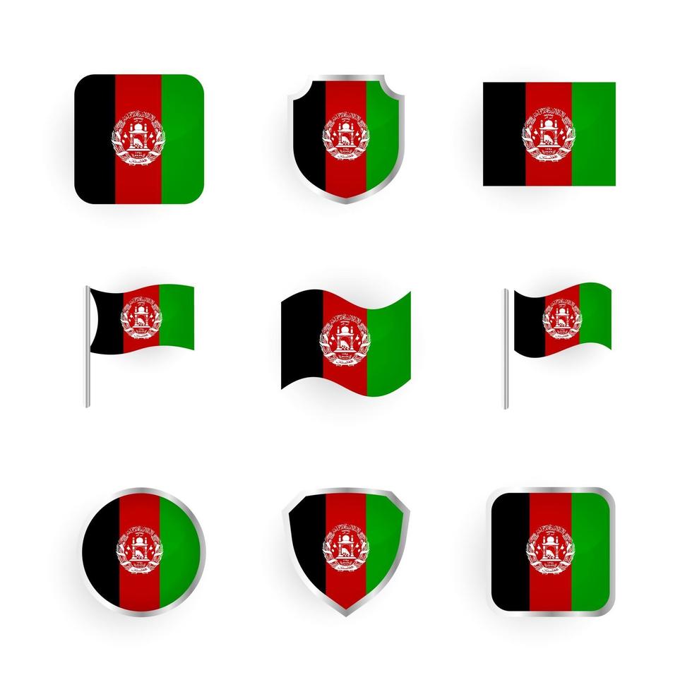 conjunto de iconos de bandera de afganistán vector